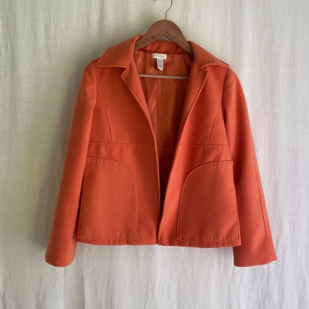 Pumpkin Spice: The Jacket Chico’s Tanya Jacket W's Sz 00 (XS) Creamy Orange Boxy